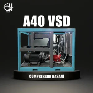 کمپرسور اسکرو  3500 لیتری 30 کیلووات دور متغیر(VSD) کوپل مستقیم روتور کمپ آلمان همراه با اینورتر